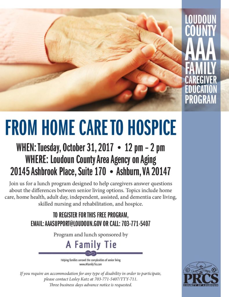 from home to hospice" educational program - potomac falls health